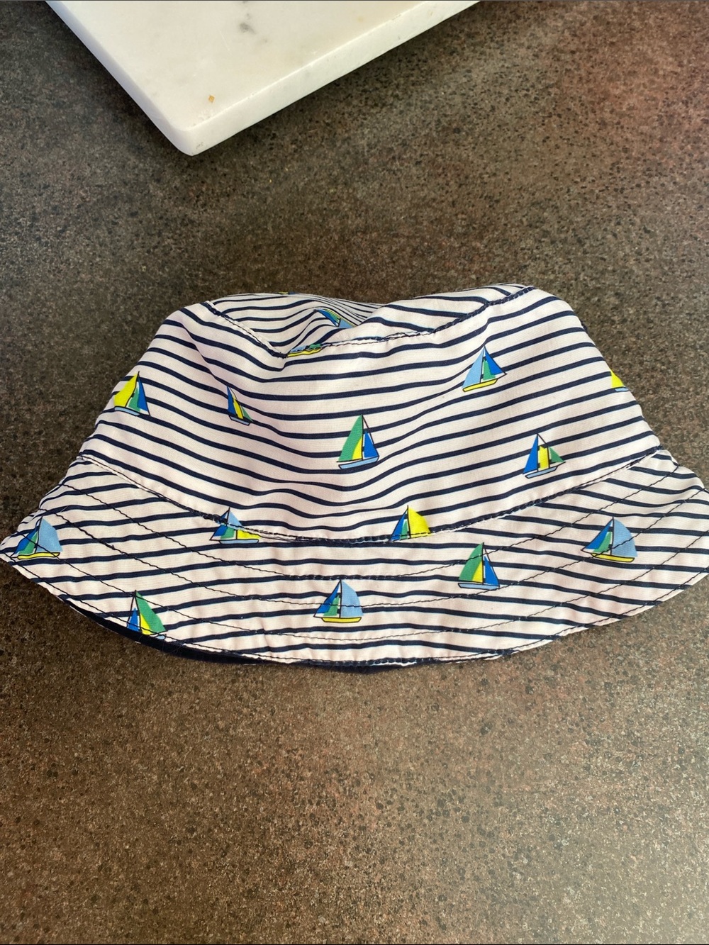 Baby Striped Sailboat Bucket Hat - Navy & White